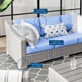 thumbnail image 3 of Lounge Sofa, Rattan, Wicker, Light Grey Gray Light Blue, Modern Contemporary Urban Design, Outdoor Patio Balcony Cafe Bistro Garden Furniture Hotel Hospitality, 3 of 8
