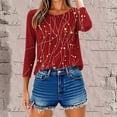 thumbnail image 6 of JTZGDY 3/4 Length Sleeve Womens T Shirts Cute Floral Printed Round Neck Tunic Blouse Loose Oversized Dressy Casual Pullover Tops Fall Outfit Clothes 2025 Red XL, 6 of 9