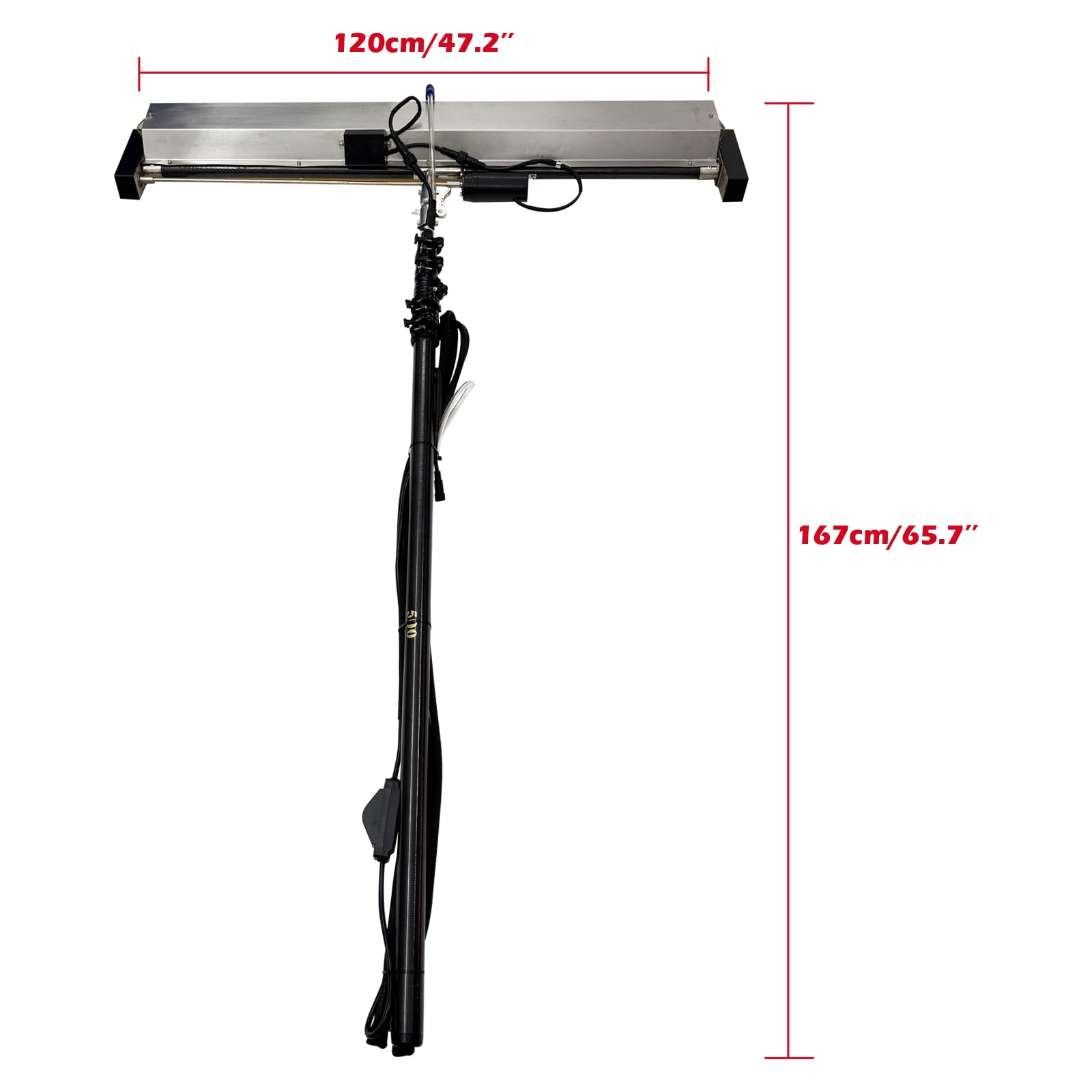 5M Automatic Solar Panel Cleaner 110V Electric Roller Brush with 16.4FT Pole High-Efficiency Scrubbing