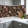 thumbnail image 5 of Peel and Stick Wallpaper Floral Pink Brown Flowers Dark Wall Mural 23.6in x 9.8ft Self Adhesive Removable Wall Paper Renter Friendly Wallpaper for Teen Bedroom Livingroom, 5 of 7