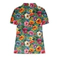 thumbnail image 3 of Linen Shirts for Women Floral Lightweight Short Sleeve Tunic Tshirts Cute Tops Business Work Casual Blouses, 3 of 4