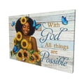 thumbnail image 2 of Framed Canvas Wall Art: African American Women - Black Girl Sunflower with God All Things Are Possible Inspiring Wall Decor - Bible Quotes Poster for Living Room Bedroom - 16x24 inch, 2 of 7