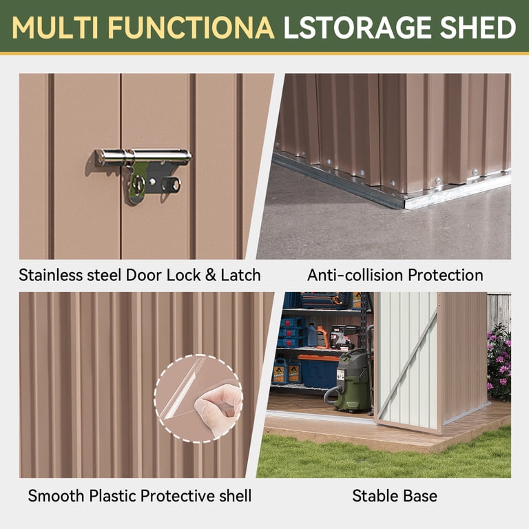 BaPiPro 6.2x4 FT Outdoor Storage Shed, Heavy-Duty Metal Garden