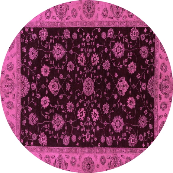 Ahgly Company Indoor Round Abstract Purple Modern Area Rugs, 8' Round