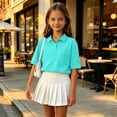 thumbnail image 6 of The Children's Place Girl's Short Sleeve Ruffle Pique Polo Shirt, 6 of 6