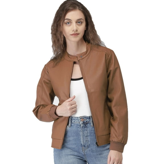Luis Leather Chocolate Brown Leather Jacket For Women - Cafe Racer Full grain Real Lambskin Leather Jacket