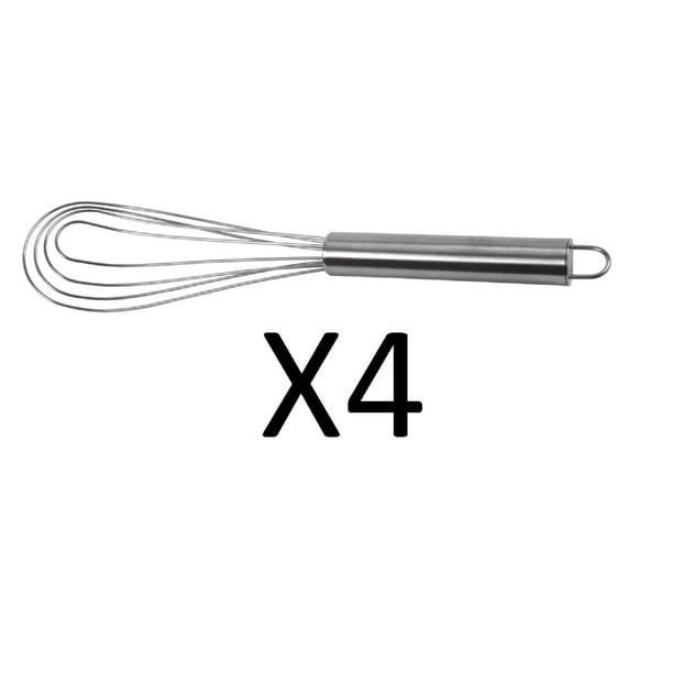 Fox Run 10" Stainless Steel Flat Roux Whisk Rustproof 4 Wire Mixer (4Pack)