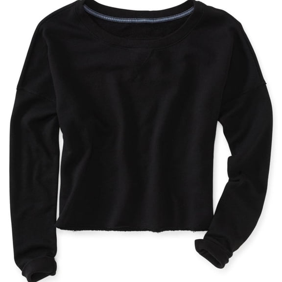 Aeropostale Womens Wide Cropped Crew Knit Sweater, Black, Juniors, X-Large