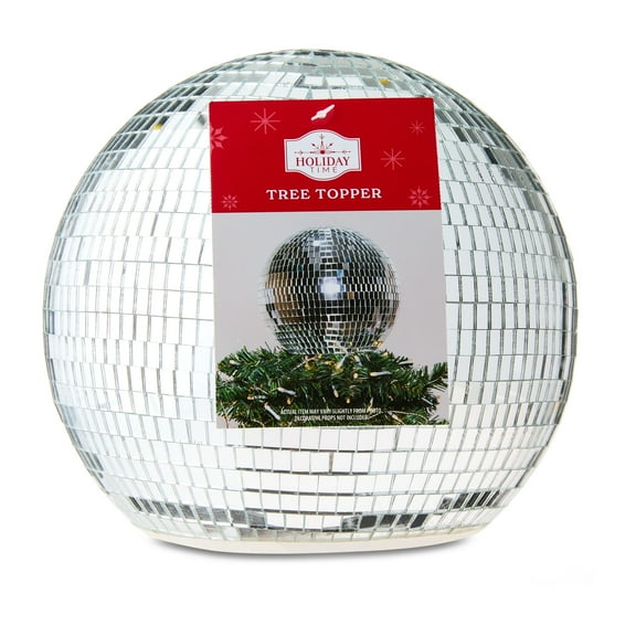 Plastic Disco Ball Christmas Tree Topper, Silver, 7.87", by Holiday Time