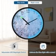 thumbnail image 5 of Voice Activated Clock with Glow Light 12 Inch Large Silent Wall Clock Battery Operated for Home Decor Pastel Blue Wildflowers, 5 of 8