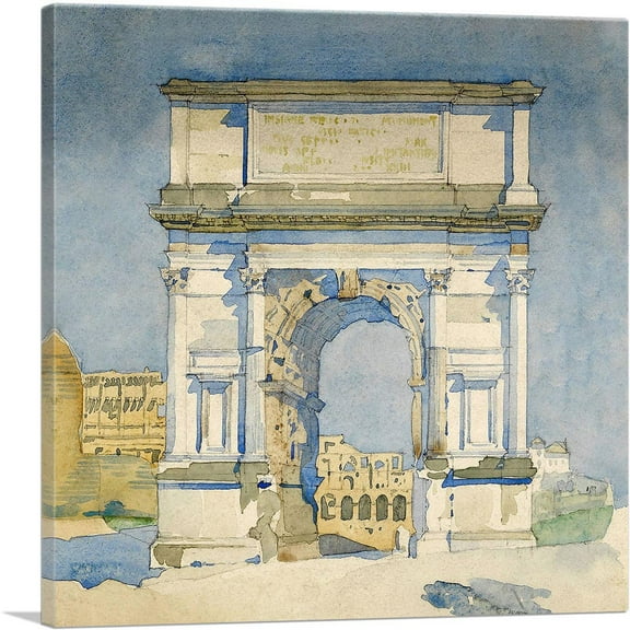 ARTCANVAS Rome Arch Of Titus Canvas Art Print by Charles Rennie Mackintosh - Size: 18" x 18" (0.75" Deep)