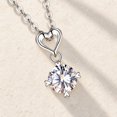 thumbnail image 4 of Women's Heart Pendant Necklace, Silver-Tone Clear Round Stone Necklace, Romantic Fashion Necklace for Women, 4 of 7