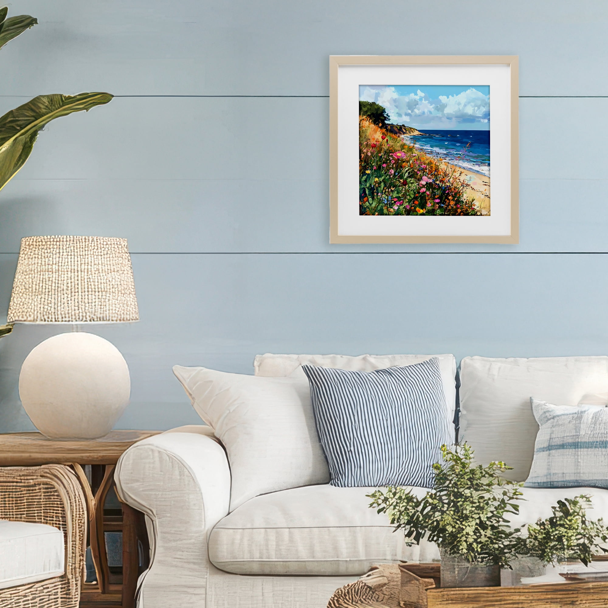 Stupell Industries Enchanted Oceanside Meadow Birch Framed Print Under Glass, design by Creative Studio