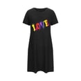 thumbnail image 4 of HomeGardon Women's Sleepwear Nightgowns for Women,Fashion Print Medium Length Dress Oversized Short Nightgown Fashion Chest Print Short Sleeve Nightdress,S-XXL, 4 of 6