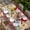 Red Brown, variant on Red Gnomes Table Cloths for 5 Foot Rectangle Tables, Spring Daisy Wildflowers Farmhouse Wooden Plank Patio Waterproof Elastic Fitted Tablecloths, Washable Rectangular Table Cover for Camping