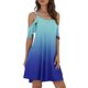 thumbnail image 2 of Moda mujer verano casual o-cuello estampado manga corta bolsillo mini vestido Fridja  qw1518, 2 of 7
