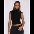 thumbnail image 4 of Camisetas Básicas Sin Mangas para Salir de Mujer, Cuello Alto, Ropa de , Camisetas Lindas Sin Mangas, Conjuntos de Verano Y2K. Negro S, 4 of 9