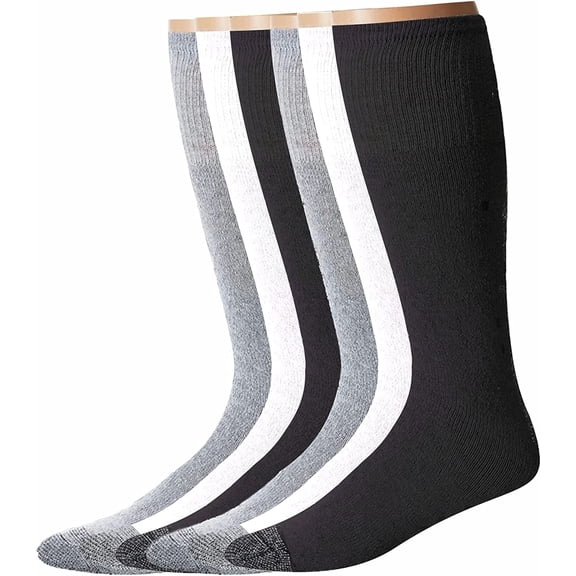 Diamond Star Men’s Tube Socks – Premium Cushioned Cotton Over the Calf Athletic Knee High Socks (Assorted - 6 Pairs 26 inches Mid Calf Socks fit size 10-15)