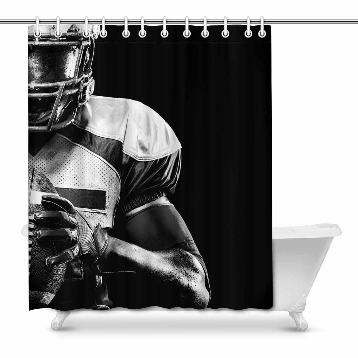 MKHERT Sport Decor American Football Sportsman Player Decor Waterproof Polyester Fabric Shower