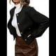 thumbnail image 2 of Chaqueta Blazer Corta para Mujer, Sin Cuello, con Botones, Estilo Informal de Negocios, para Otoño e Invierno. Negro M, 2 of 9
