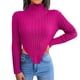 thumbnail image 1 of Suéter de mujer de cuello alto de manga larga asimétrico de moda de las mujeres suéter de ajuste casual, 1 of 6