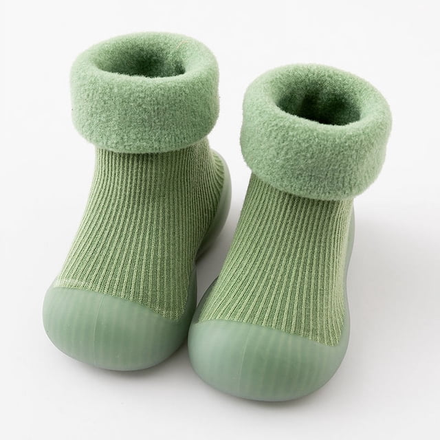 Calcetines de piso para bebé de otoño e invierno, zapatos de piso, zapatos y calcetines para bebé, niños pequeños, interior, fondo grueso, fondo suave fresco, terciopelo cálido