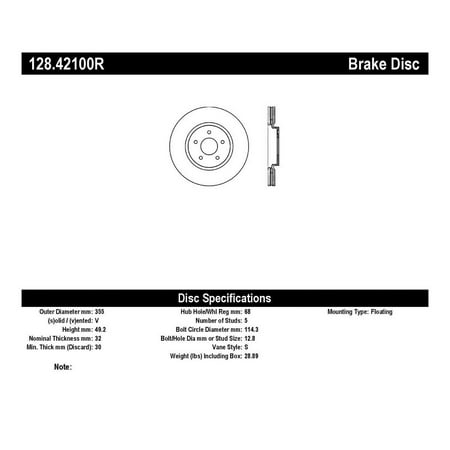 StopTech 128.42100R StopTech Sport Rotors; Drilled; Front Right;13.98 in. Dia.; 1.94 in. Height; Fits select: 2010-2013 INFINITI G37, 2014-2015 INFINITI Q50 BASE/PREMIUM/SPORT