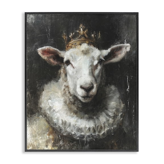 Stupell Industries Traditional Crowned Sheep Portrait Black Framed Giclee Art, 11 x 14, by Svetlana Aleynikova