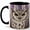 Black, variant on Stained Glass Owl Coffee Mug, Purple Bird Mug, Ceramic 11 oz