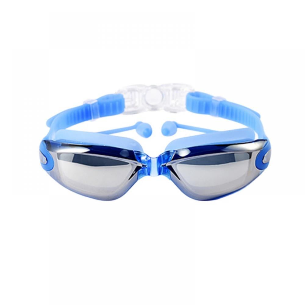 Anti-Fog UV Protection Mirrored Wide Vision Adult Swim Goggles Ear Plugs Teens/Kids Swim Googles KUDAWAVE 3 in 1 Swimming Goggles Swimming Glasses Swimming Cap for Men/Women 
