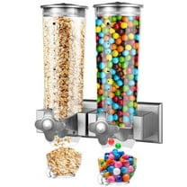 3L Dual-Headed Wall-Mounted Cereal Dispenser, Large Capacity Dry Food Dispenser, Wall Mounting Candy Dispenser, Clear Grain Wall Dispensing Canister, Kitchen Dispenser for Coffee Beans, Nuts, Snacks