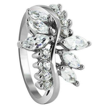 1906 Gem - Gem Avenue 925 Sterling Silver Marquise Shape Cubic Zirconia Floral Ring Size 6
