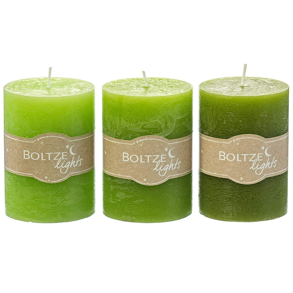 Fresh Green Votive Candles, Set of 3, Lush Colors, Pale, Medium and