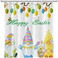 thumbnail image 3 of 72x72inch Happy Easter Shower Curtain Set with Hooks Easter Cute Gnomes Bunny Ear Funny Hat Colorful Eggs on Tree Branches Waterproof Bath Curtain Spring Butterfly Kids Bathroom Decor, 3 of 5