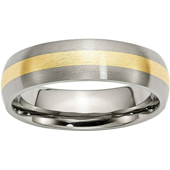 Primal Steel Titanium Brushed with 14K Yellow Inlay 6mm Band