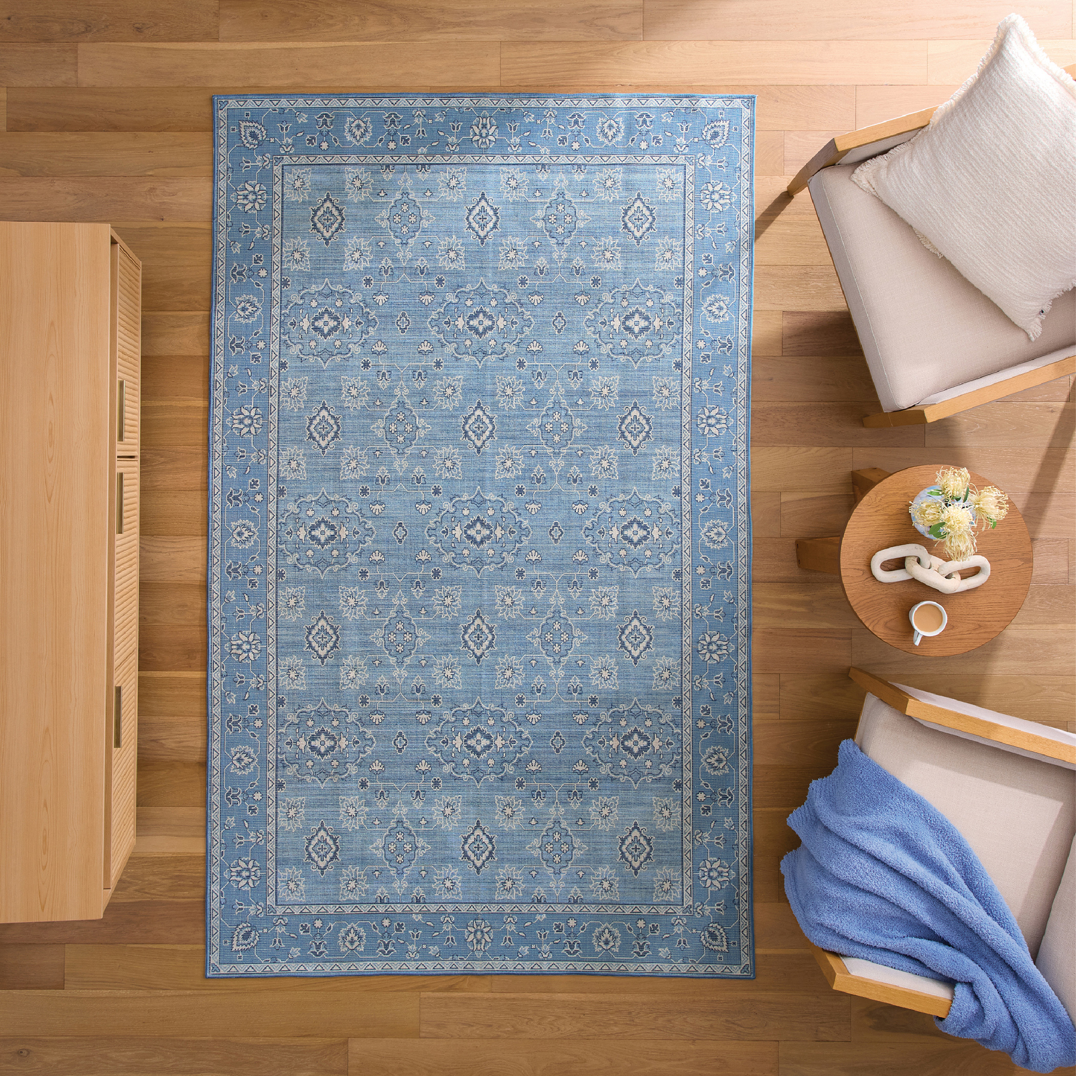 Better Homes & Gardens Blue Lillian Dainty Persian Area Rug, 5'x8'
