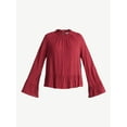 thumbnail image 5 of Time and Tru Women's Flowy High Neck Blouse, Size XS-XXXL, 5 of 5