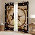thumbnail image 2 of Manfei Vintage Western Stars Blackout Curtains,Boho Wild Horse Window Curtains Pack of 2 (38x45 Each),Cream Brown, 2 of 6