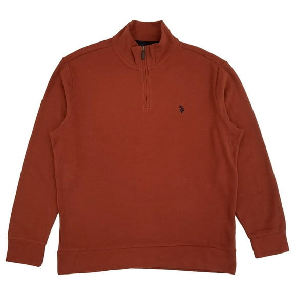 U.S. Polo Assn. Mens Rust Brown Quarter Zip Pullover Sweatshirt X-Large