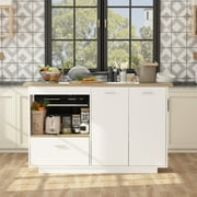 MONSLIPA Kitchen Island with Drop Leaf Countertop, Kitchen Storage Cabinet with Open Shef and Drawer for Dining Room