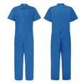 thumbnail image 4 of Overalls for Men, Men's Solid Colour Short Sleeve Jumpsuit With Zip Work Lapel Suit, Blue 3XL, 4 of 8