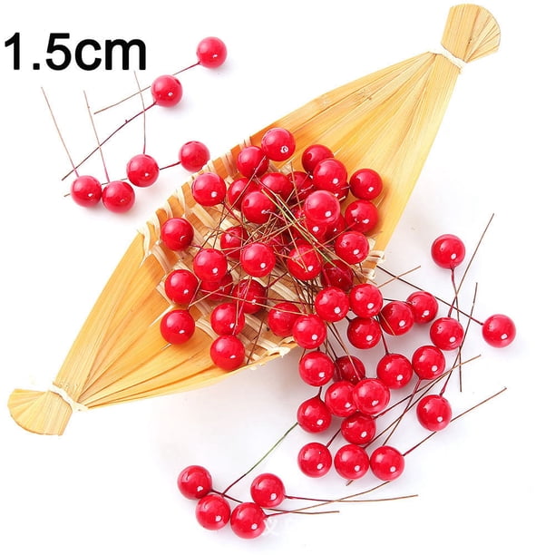 50 piezas de mini bayas de perla hechas a mano, accesorios para manualidades, caja de regalo, decoración para árbol de Navidad