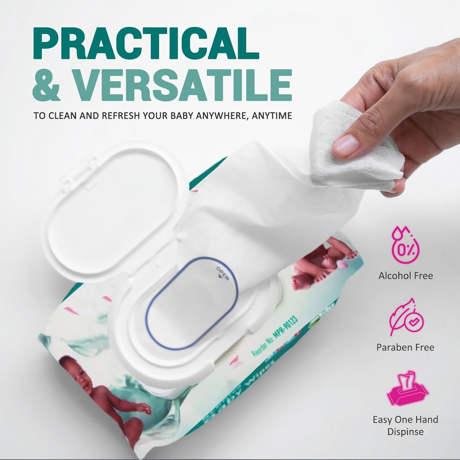 MED PRIDE Scented Baby Wipes Alcohol Free Wet Wipes with Aloe Vera & Vitamin E, 12-Pack x 80 Wipes