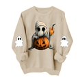 thumbnail image 4 of Edvintorg Crewneck Sweatshirts Women Long Sleeve Sweat Shirts Halloween Printed Pullover Sweatshirt Fall Winter Clothes for Women S-2XL Khaki, 4 of 5
