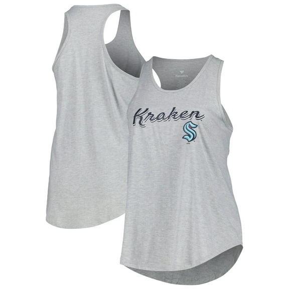 Women's Fanatics Heather Gray Seattle Kraken Plus Size Racerback Tank Top