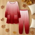 thumbnail image 2 of HUJlwoi 2 Piece Pajama Sets for Women Long Sleeve Flannel Top with Pants Set with Pockets Fuzzy Fleece Winter Pj Sleepwear, 2 of 5