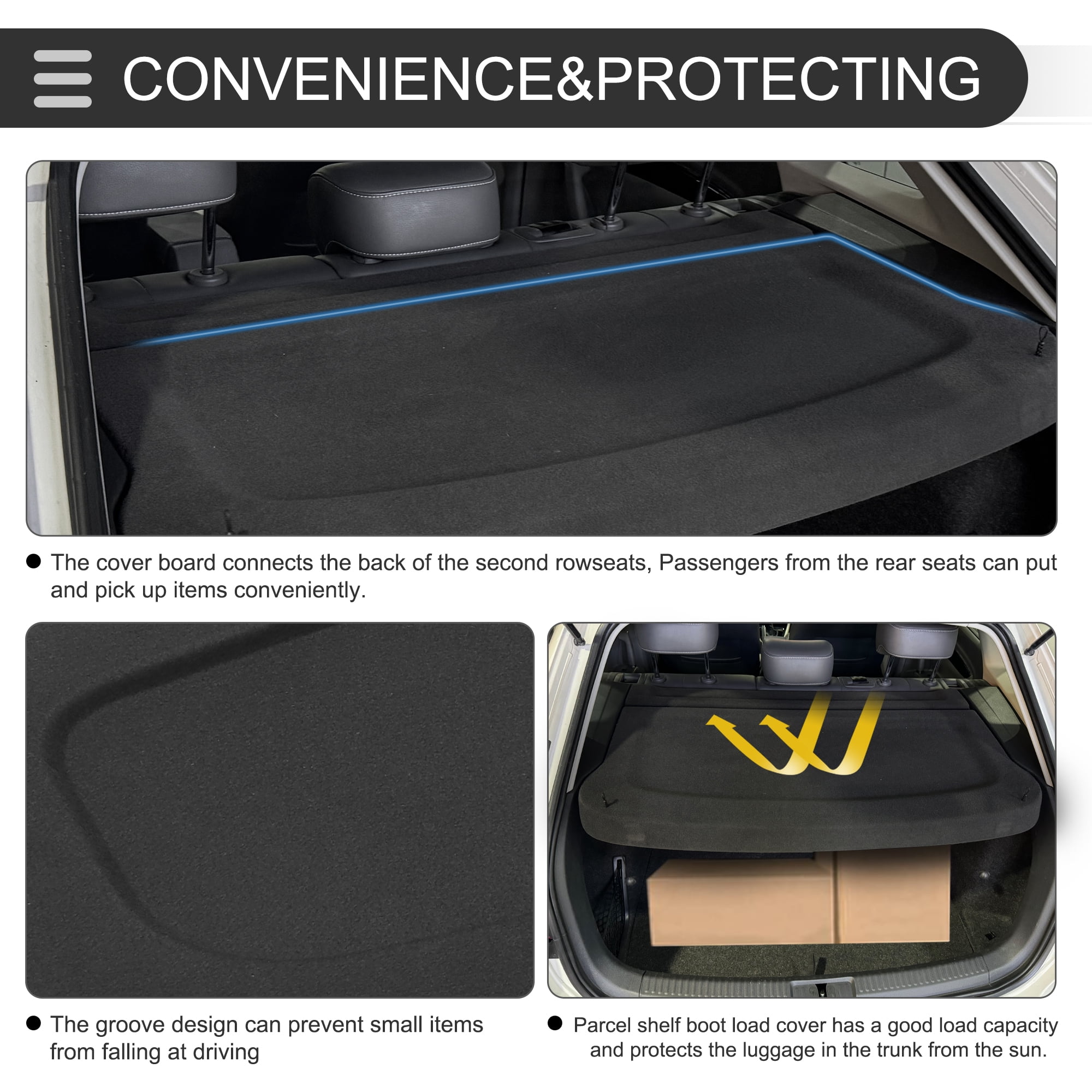 Unique Bargains Car Cargo Cover Board for Ford Fiesta 2013-2017 Tonneau Shield Parcel