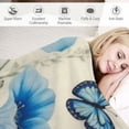 thumbnail image 3 of Chilfamy Blue Butterfly Flowers Print Throw Blanket Lightweight Soft Blanket for Bed Couch Car Kids Adults All Seasons 40x50in, 3 of 6