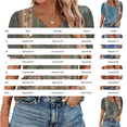 thumbnail image 4 of NMMUED Blouses for Women Dressy Casual Summer Floral Print Tops V Neck Short Puff Sleeve Shirts with Button Cuffs Loose Fit Boho Vacation Trendy Office Outfits Dark Green L, 4 of 8