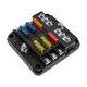 thumbnail image 1 of KAIYANG Bloque portafusibles de cuchilla con bus negativo de 6/12 vías con indicador LED, cubierta a prueba de humedad para embarcaciones de 12 V y automóviles, 1 of 5